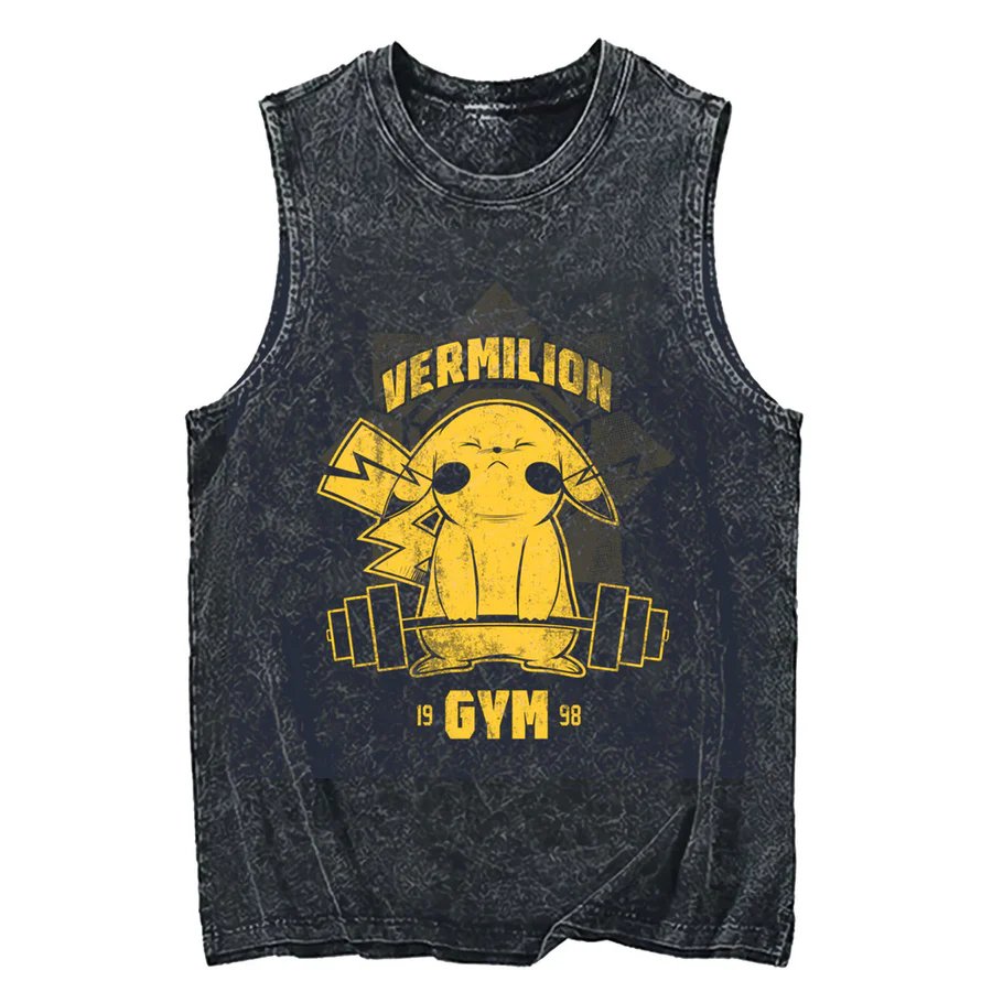 Tank Top Muscle - 2026 Pokemon Pikachu Acid Wash Tanktop,