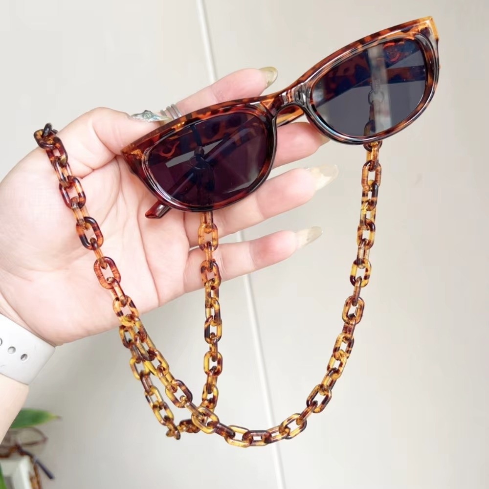 Sunglass Retainer Cord - Rutschfeste Leoparden-Acryl-Brillenkette Anti-Verlust Dekorative Sonnenbrillen-Schnur Handgefertigte