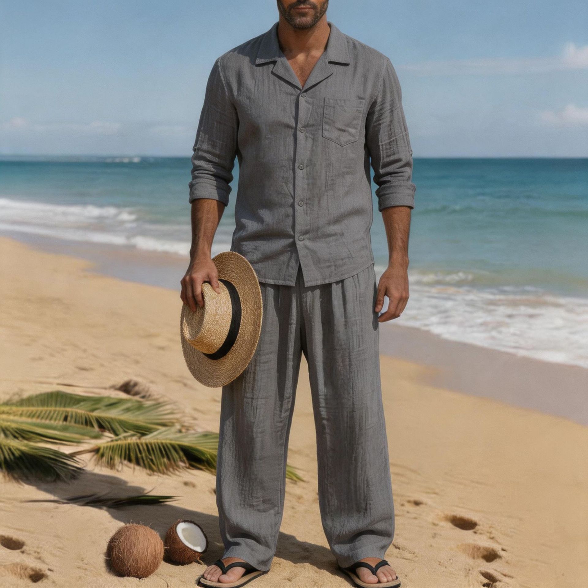 Leinen Herren Freizeitanzug, l – Linen Shirt Breathable Bewertung und Preis